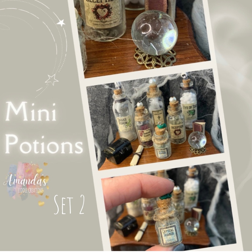 Witchy Mini Potions Set | Chest, Scroll, Crystal Ball & Book